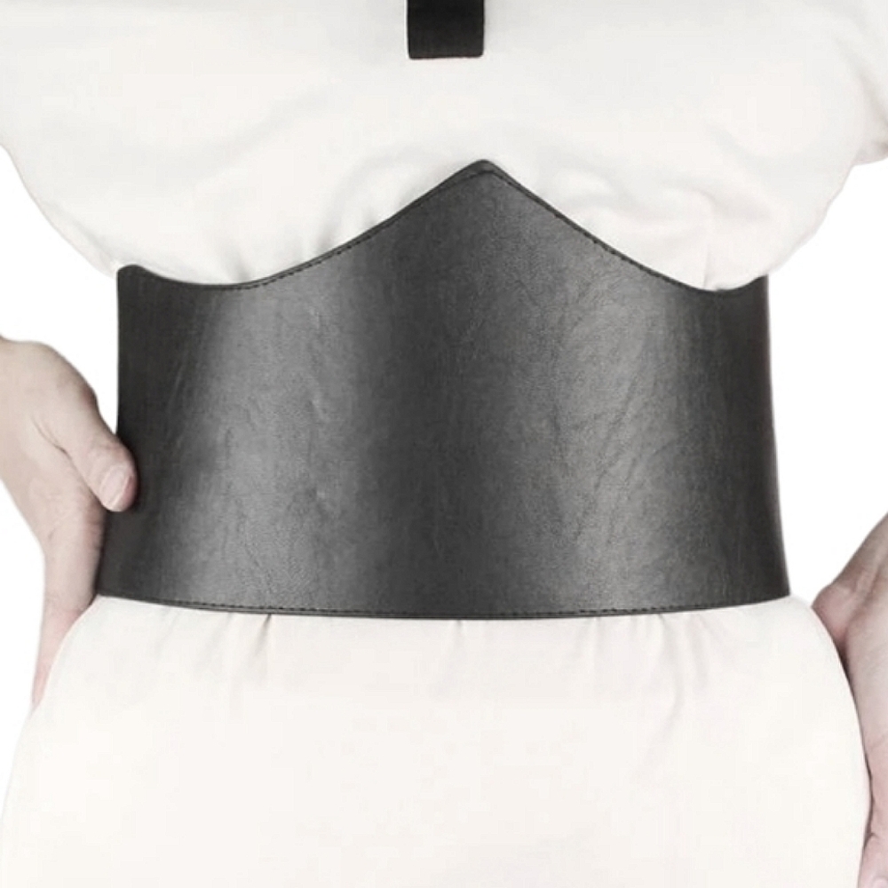 Asymmetrical Black Structured Wide Width Belt - image 1